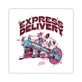Express Delivery Die-Cut Sticker - Retro Train Cartoon Graphic