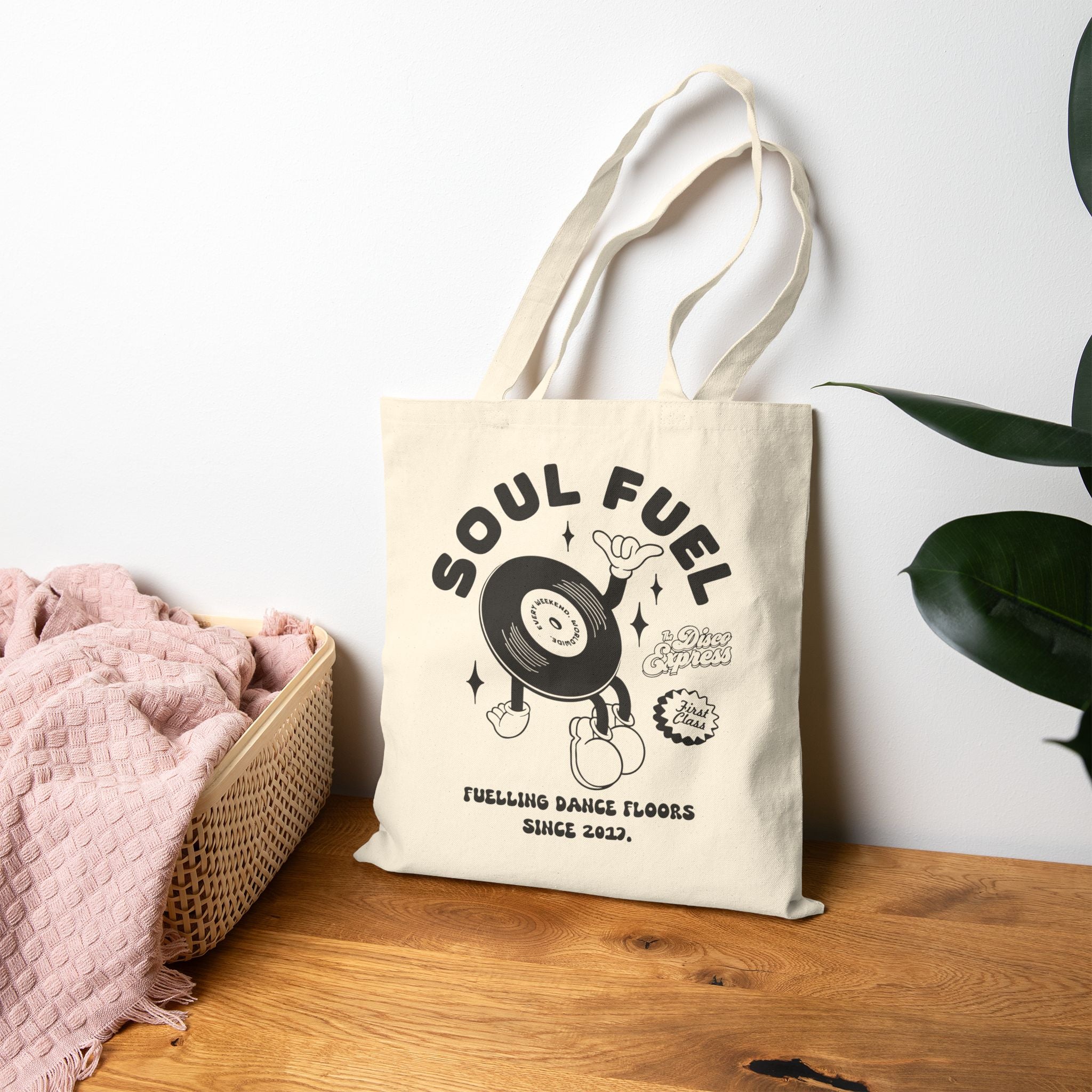 'Soul Fuel' Canvas Tote Bag - Vintage Record Graphic Tote
