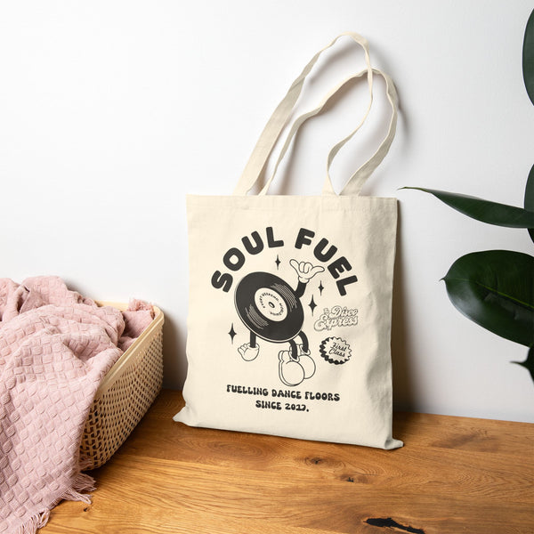'Soul Fuel' Canvas Tote Bag - Vintage Record Graphic Tote
