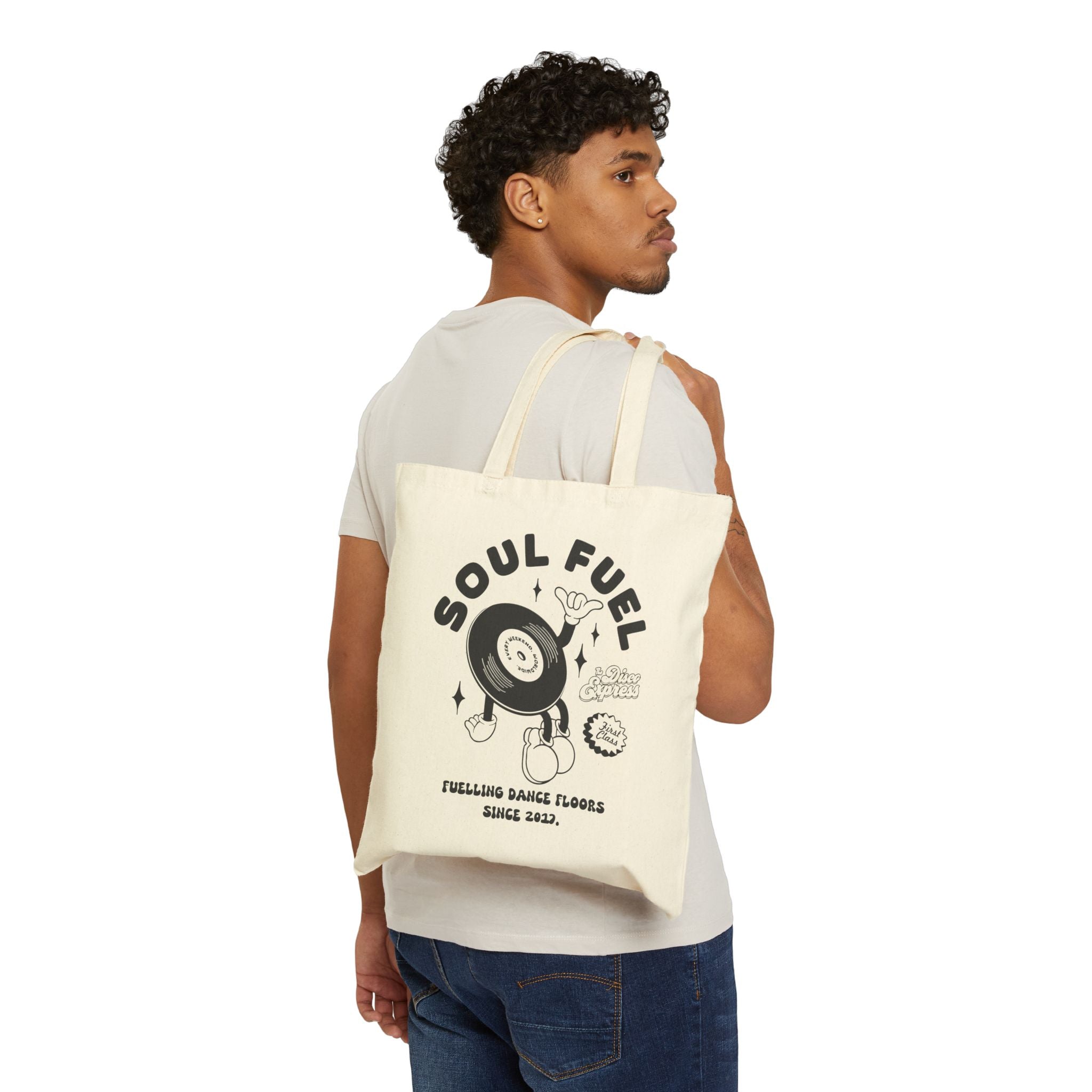 'Soul Fuel' Canvas Tote Bag - Vintage Record Graphic Tote